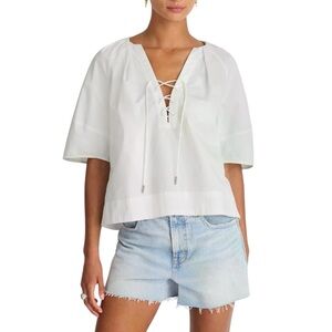 Madewell Poplin Lace-Up Top in White